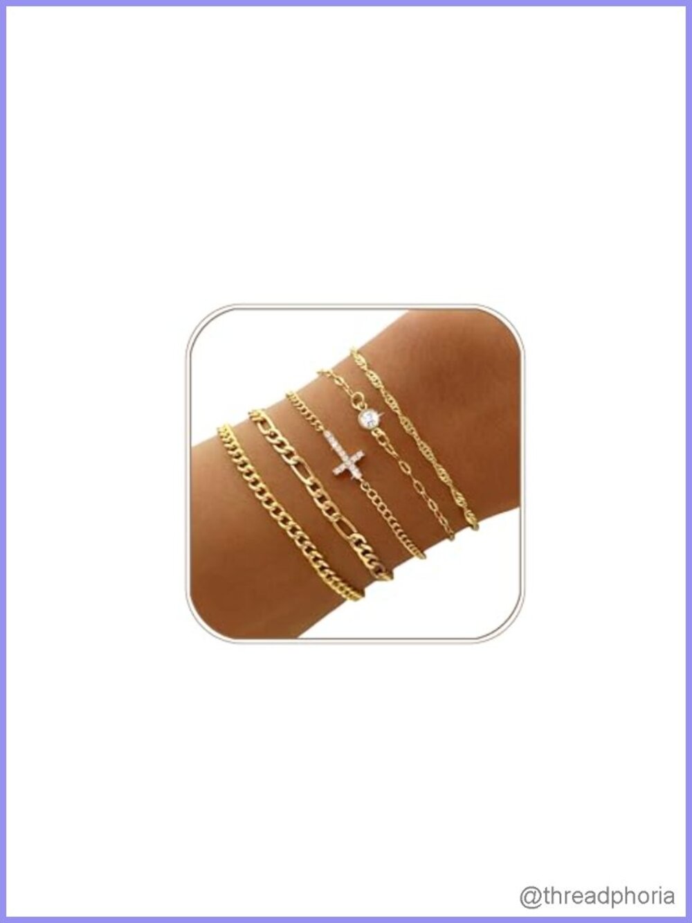 16K Gold Plated Dainty Stackable Bracelet Set with Cubic Zirconia for Women Non
